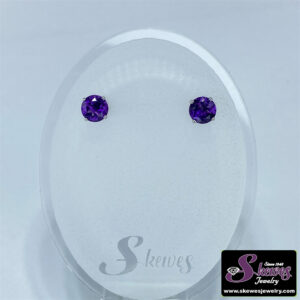 14K White Gold Amethyst Stud Earrings