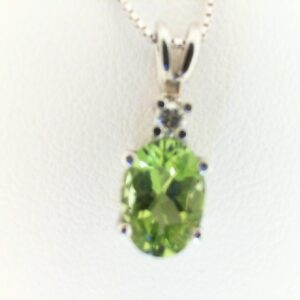 14K White Gold Peridot Pendant