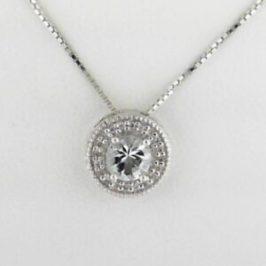 Elegant Sterling Silver Aquamarine Pendant with Diamonds