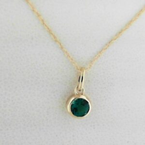10K Yellow Gold 4mm Created Emerald Pendant
