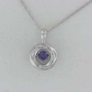 Shimmering Sterling Silver Pendant with Amethyst and Diamond
