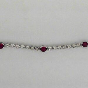Elegant Sterling Silver Bracelet with Lab-Grown Ruby and Natural Diamonds