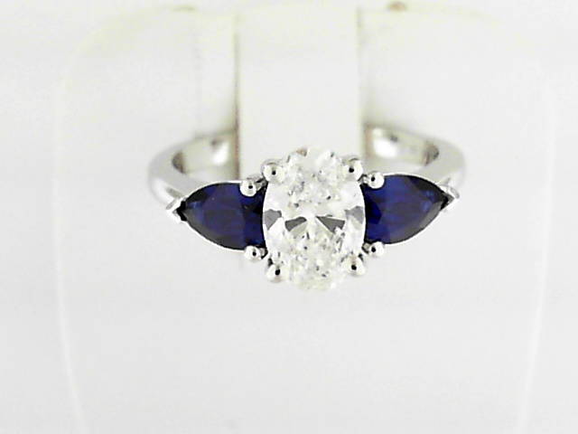14K White Gold Lab Grown Diamond and Sapphire Semi-Mount Ring