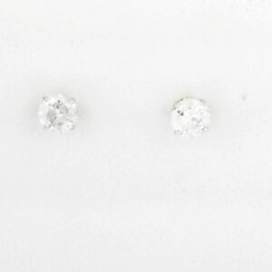 14K White Gold Diamond Stud Earrings, Total Weight 0.97 Carats