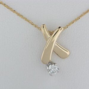 14K Yellow Gold Diamond Hugs and Kisses Pendant