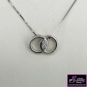 14K White Gold Diamond Pendant with Marriage Symbol