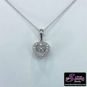 10K White Gold Diamond Pendant with Rhythm of Love Design