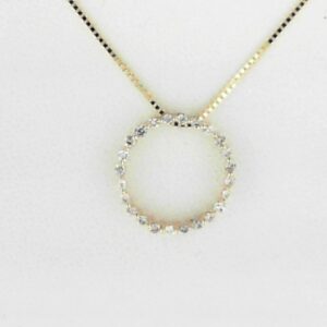 14K Yellow Gold Round Diamond Pendant