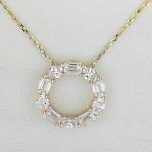 14K Yellow Gold Lab Grown Diamond and Emerald Cut Pendant