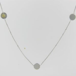 14K White Gold 6mm Disc Station Necklace