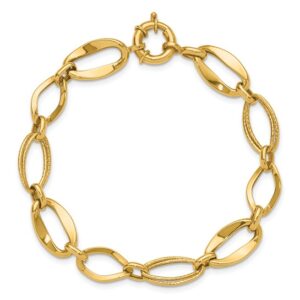 10K Yellow Gold Polished and Textured Link Bracelet