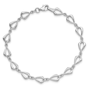14K White Gold Polished Link Bracelet, 7.5