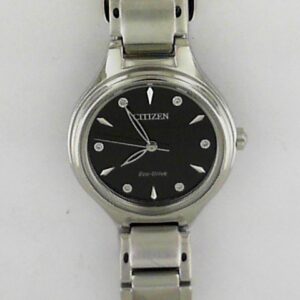 Citizen Ladies Eco-Drive White Stainless Steel Watch with Genuine Diamonds