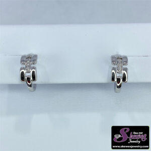 Sterling Silver Stud Earrings with Diamond Accents