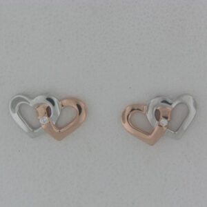 Elegant Two-Tone Sterling Silver Earrings with Diamonds