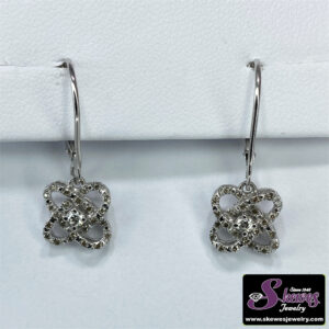 Elegant Sterling Silver Love Knot Earrings with Diamonds
