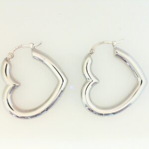 Elegant Sterling Silver Heart Hoop Earrings