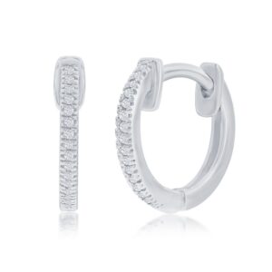Elegant Sterling Silver Diamond Huggie Earrings
