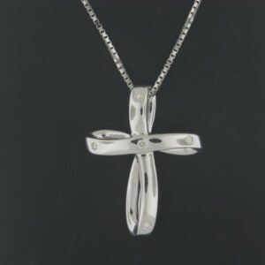 Sterling Silver Cross Pendant with Diamond Accent