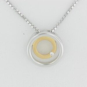 Two-Tone Sterling Silver Pendant with Diamond Accent