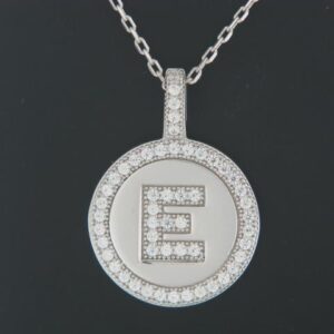 Sterling Silver Micro Pave Cubic Zirconia Circle Pendant
