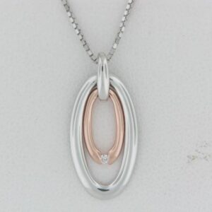 Sterling Silver Bentelli Pendant with Diamond Accents