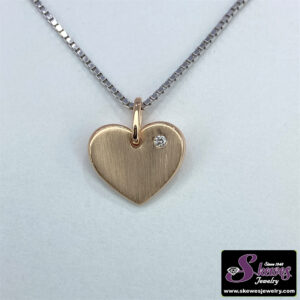 Rose Gold-Plated Sterling Silver Heart Pendant with Diamonds