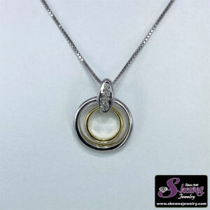 Two-Tone Sterling Silver Pendant with Diamond Accents