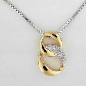 Elegant Sterling Silver and Yellow Gold Pendant with White Sapphire