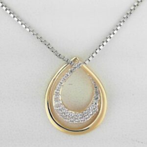 Elegant Sterling Silver and Yellow Gold Pendant with White Sapphire