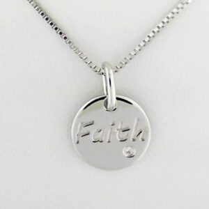 Sterling Silver Diva Diamonds Faith Pendant with Diamond Accent