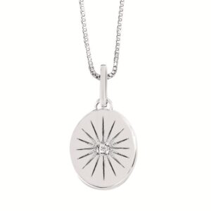 Elegant Sterling Silver Pendant with Sparkling Diamond Accent