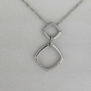 Elegant Sterling Silver Double Square Necklace with Diamonds