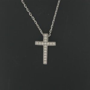 Elegant Sterling Silver Micro Pave Cross Pendant