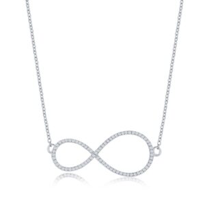 Elegant Sterling Silver Infinity Diamond Necklace