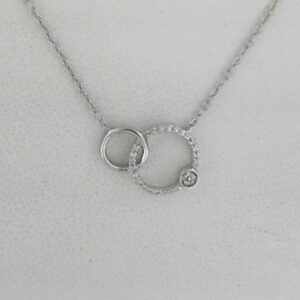 Sterling Silver Double Circle Diamond Pendant