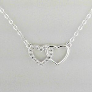 Elegant Sterling Silver Double Heart Pendant