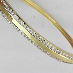 Elegant Sterling Silver and Gold-Plated Cubic Zirconia Bangle