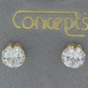 Elegant 6mm Yellow Gold-Tone Cubic Zirconia Stud Earrings