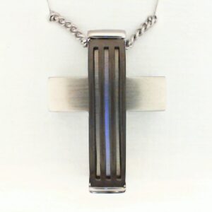 Stainless Steel and Black Steel Cross Pendant