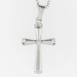 Elegant Sterling Silver Cross Pendant with Sparkling Diamond Accent