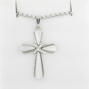 Elegant Sterling Silver Mother of Pearl Cross Pendant