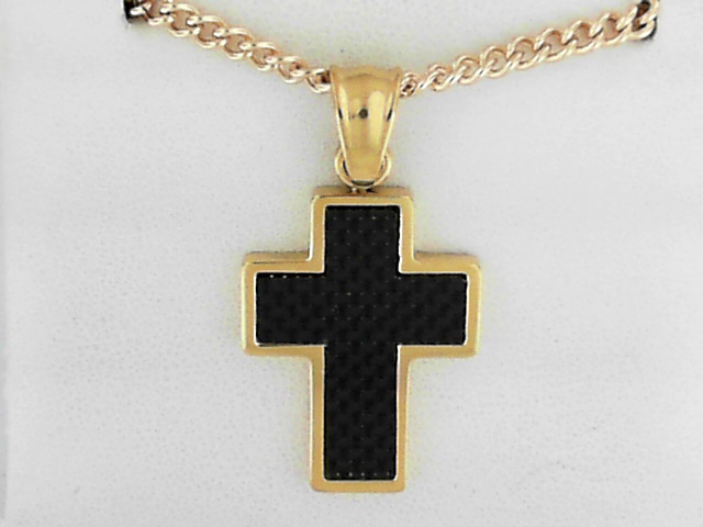 Stainless Steel Necklace with Carbon Fiber Inlay