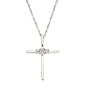 Sterling Silver Christmas Cross with Diamond Accents