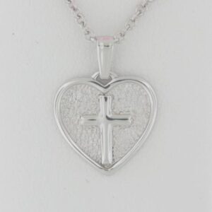 Sterling Silver Heart and Cross Pendant for Children