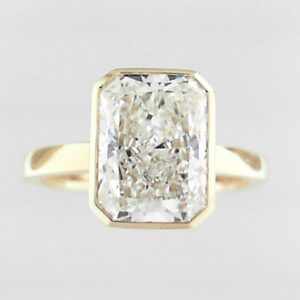 Radiant Cut Lab Grown Diamond Bezel Semi-Mount Ring in 14K Yellow Gold