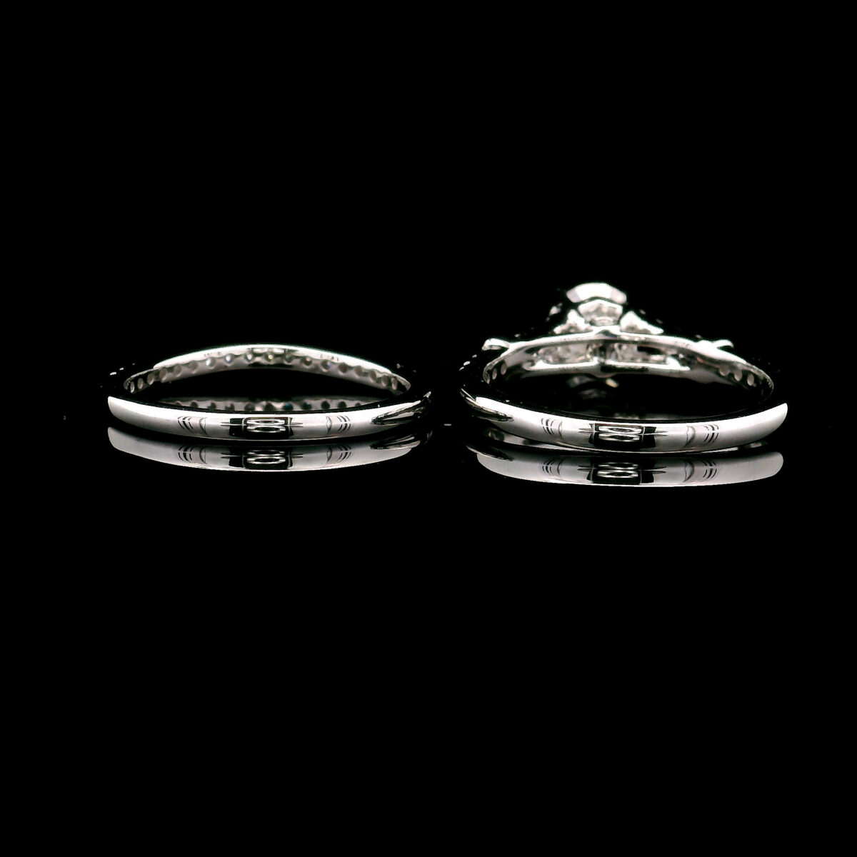 14K White Gold1ct Round Cut Lab Grown Diamond Split Shank Engagement Ring Set 1.33ctw - Image 3
