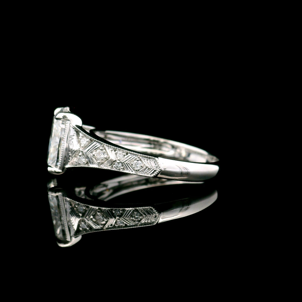 Vintage-Inspired Cushion 2.04 Lab Grown Certified Diamond Ring in 14K White Gold, 2.10 CTW EVS1 LG768612375 - Image 2