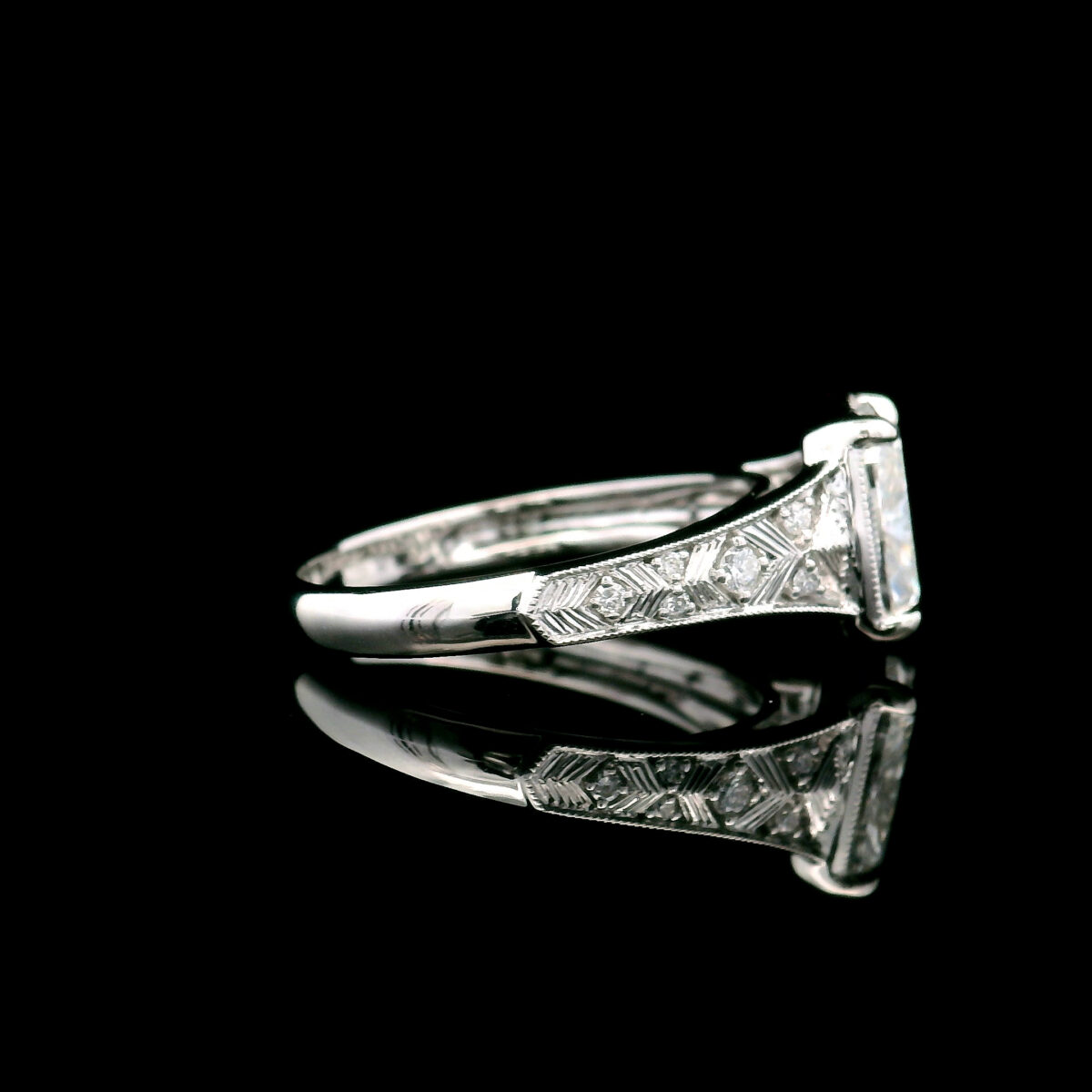 Vintage-Inspired Cushion 2.04 Lab Grown Certified Diamond Ring in 14K White Gold, 2.10 CTW EVS1 LG768612375 - Image 3