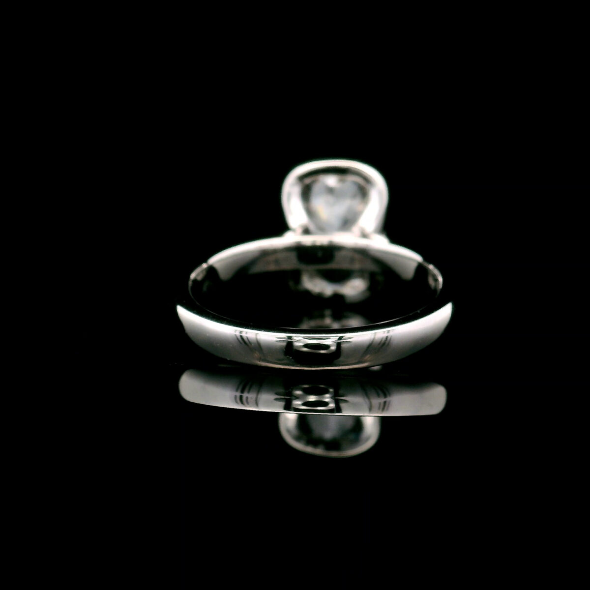 14K White Gold Half-Bezel 3.07C Lab Grown Certified Cushion Diamond Solitaire Ring LG784695147 - Image 3